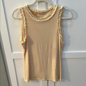 Doe & Rae Ruffled Tank Top in Cream